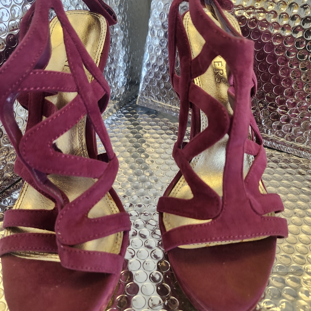 Bakers Burgundy Strappy Heels